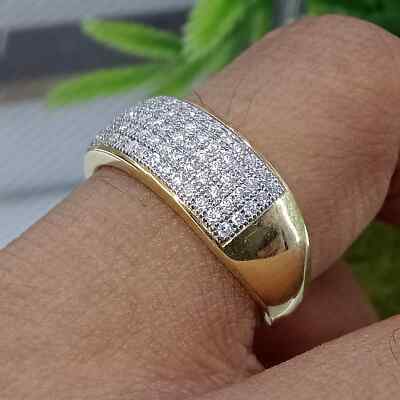Tester Pass Moissanite Engagement Eternity Ring 14K Yelow Gold Plated Round Cut