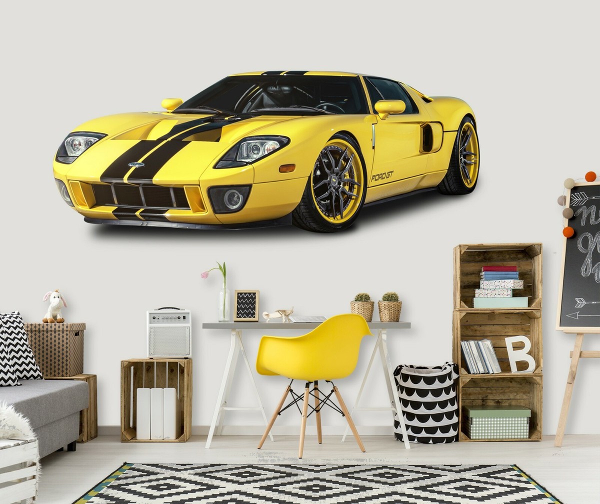 Déco Murale Sticker Voiture De Sport 3D Rouge - Papier Peint Autocollant Amovible Pour Chambre Ou Garage