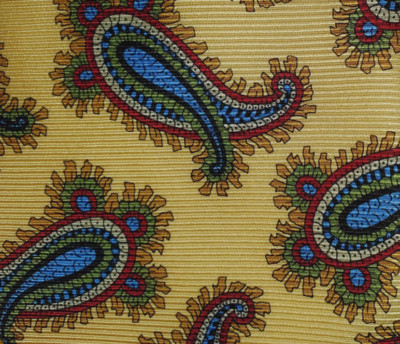 ROBERT TALBOTT ~ MENS SILK TIE ~ YELLOW RED BLUE ~ PAISLEY ~ 65'' ~ XL TALL LONG