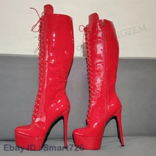 Women Knee High Boots Platform Full Zipper Thin High Heels Tall Boots Shoes Woma