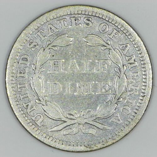 Early American Silver - 1858 w/ Arrows Seated Liberty Half Dime Z401 - Picture 2 of 2