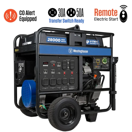Westinghouse 28,000-W Portable Gas Powered Generator w/ Remote Start, CO Sensor