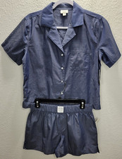 Jenni Intimates Womens Sleep 2 Pc Set Short Sleeve Top Shorts XS Blue Chambray