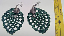Crochet Earrings Boho Green Monsterra Leaf Si...