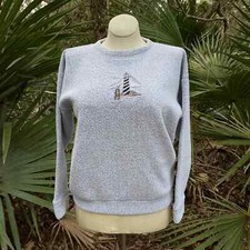 Vintage 90s Gray Lighthouse Sweatshirt Embroidered LS ESY Sportswear Size M