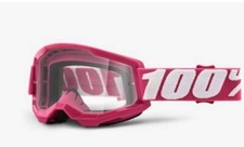 MASCHERA 100% STRATA 2 FLETCHER ROSA LENTE TRASPARENTE MOTO OCCHIALI CROSS