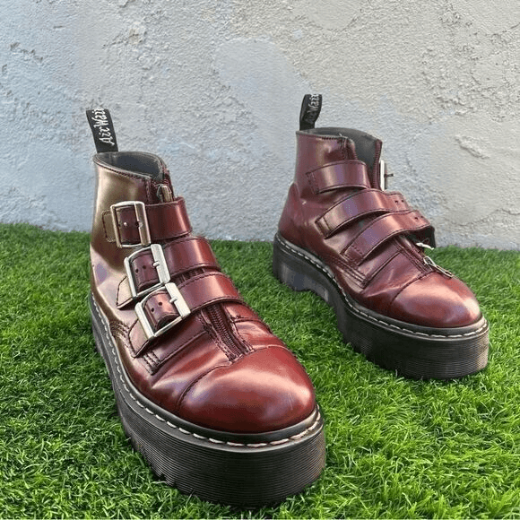 RARE Dr. Martens Agyness Deyn Aggy Strap Cherry Red leather 
