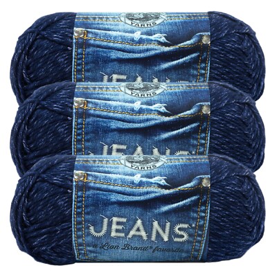 (3 Pack) Lion Brand Yarn 505-108R Jeans Yarn, Brand New