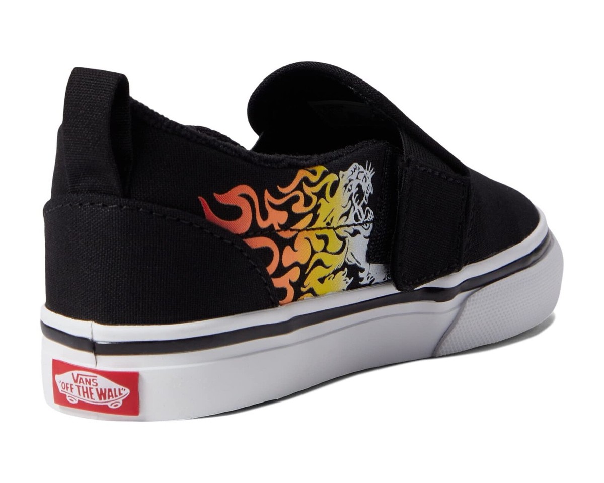 Vans Slip On Ferocious Flame Racing Toddler Sneakers, Toddler US