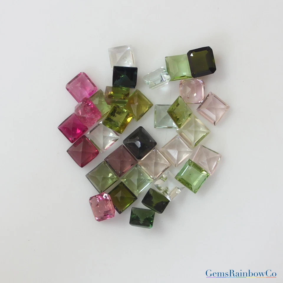 5mm Natural Tourmaline Multi-Colour Square Faceted Loose gemstones AAA Quality - Image 3 of 4