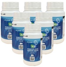 Whirlpool Spa Bath Cleaner Sanitiser Tablets Pure Spa 6 Tubs 30 Tabs - Total 180