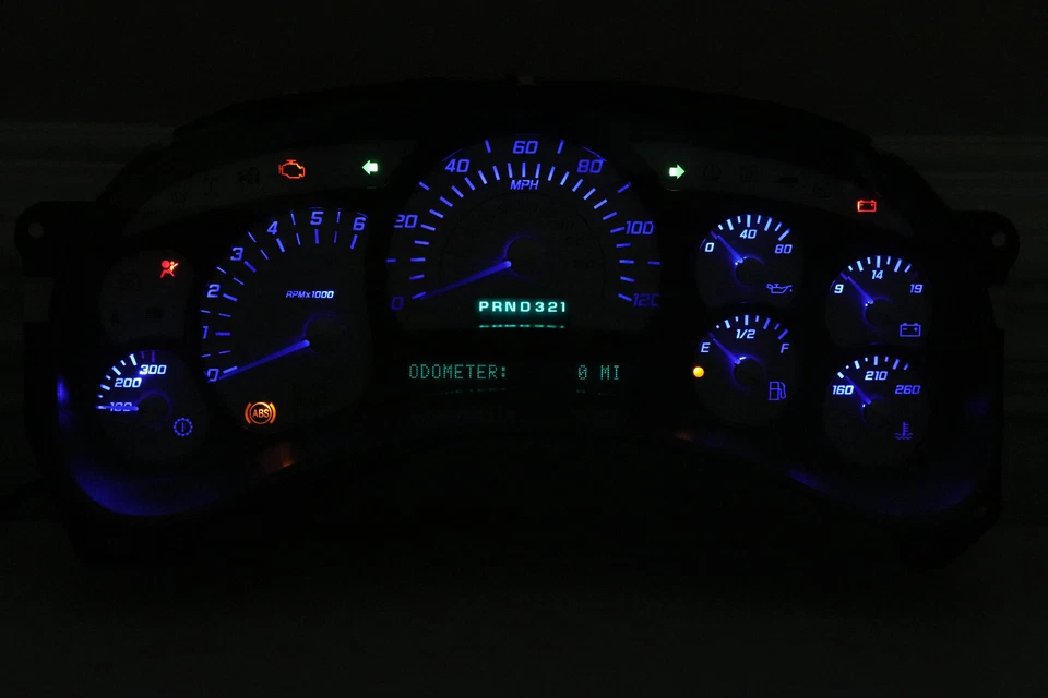 Cuadro de instrumentos AZUL LED 03-05 GMC Yukon Silverado HD GAS Reman 0 millas $50 BACK Foto 2 de 3
