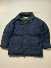 Vintage Eddie Bauer Goose Down Quilted Lined Navy Puffer Full Zip Jacket Sz. M