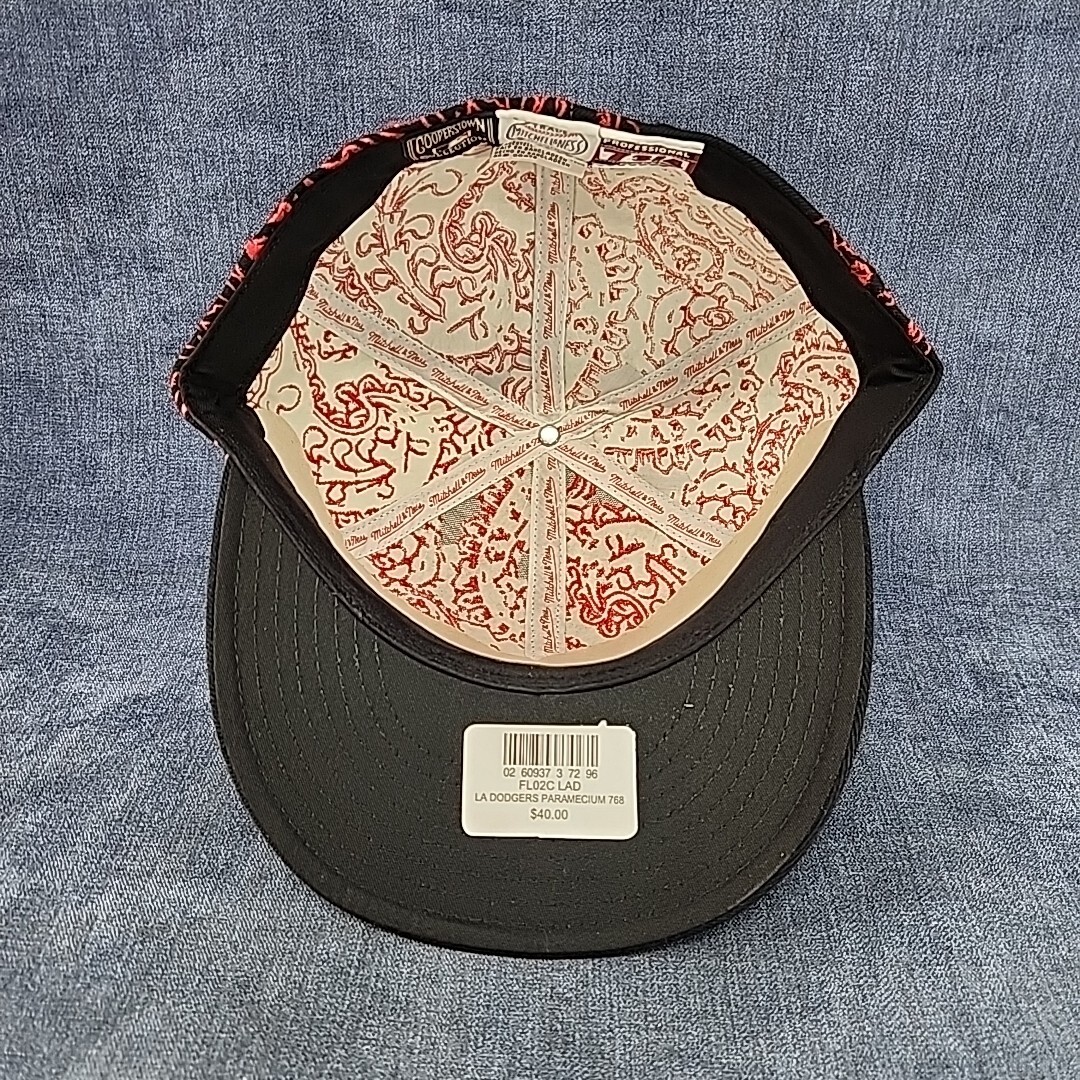 Cooperstown Collection Red on Black LA Dodgers Fitted Cap 7-3/4