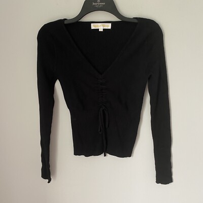 Sugar Moon Women s V Neck Long Sleeve Cinched Front Knit Top