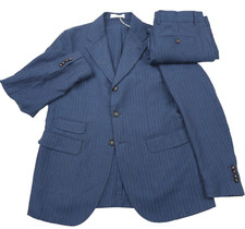 $1970 Massimo Alba Sloop Blue Tonal Stripe Suit Mens Size US 38R (Italy 48R)