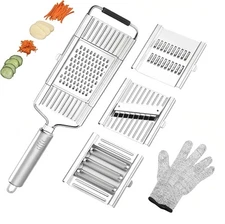 Cheese Grater Handheld: 4 in 1 Professional Stainless Steel Cheese Graters for K