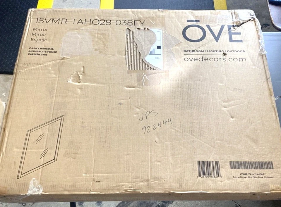 Ove Decors Tahoe 36"x28" Framed Bathroom Mirror - Dark Charcoal (gray)  NEW - Image 3 of 4