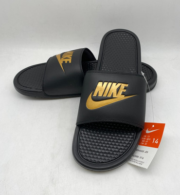 NIKE BENASSI JDI BLACK/METARIC GOLD #343880-016 US MEN'S SIZE 14