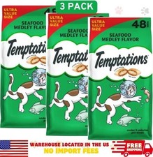 3 PACK Temptations Classic Crunchy and Soft Cat Treats, Seafood Medley, 48 oz