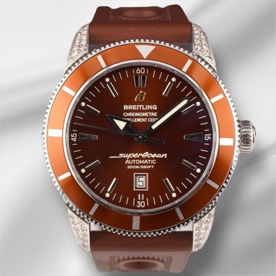 Breitling 46mm Superocean Stahl Bronze Ziffernblatt Men Uhr 2.5ct Diamant A17320