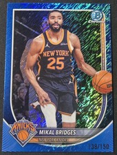 2025/26 Bowman Basketball Mikal Bridges Blue Wave #'d /150 New York Knicks
