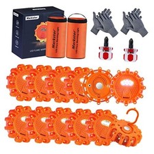 12 Pack LED Road Flare  Emergency Roadside Safety Kit 12Pack with gloves