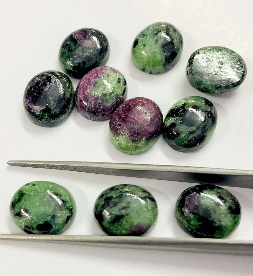 Cabujón ovalado de zoisita de rubí natural 3x5 mm-18x25 mm piedras preciosas calibradas Foto 4 de 4