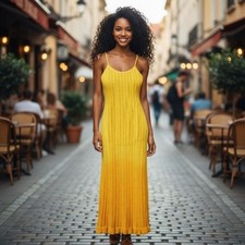 Simon Miller Mango Garfun Knit Maxi Dress Size 8 Sponge Yellow Sleeveless