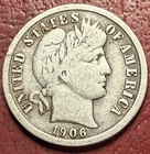 1906 Barber Dime.  Better Grade. Free Shipping