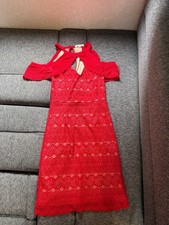 Francesca's Red Lace Cold Shoulder Dress Size S