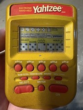 Vtg 2002 Hasbro Yahtzee Handheld Electronic Game Gold Tested Works