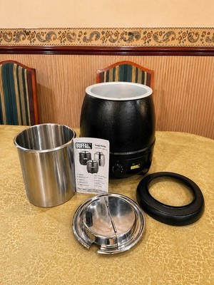 BUFFALO kommerzieller Suppenkessel 10L schwarz + Einsatz Topf & Deckel Gastronomie Wärmer