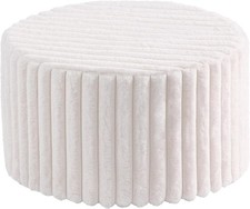 Round Stuffed Pouf Ottoman, Corduroy Poufs with High-Density Foam Filling Furry