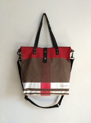 Campomaggi Leder Canvas Tasche Schultertasche Shopper
