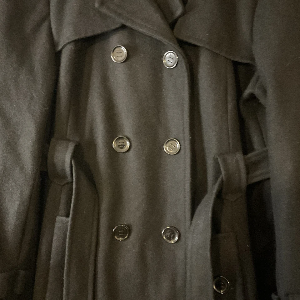 Abrigo de mujer Calvin Klein talla 1X negro mezcla de lana forrado con doble botonadura Foto 4 de 4