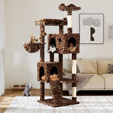 64 Inches Cat Tree Tower/Multi-Level Activity Center for Indoor Big Felines/2 Pl