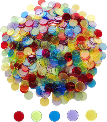 500 Pieces 3/4 Inch Transparent Counting Chips for Bingo Game, Party, Classroom,
