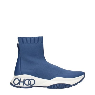 Jimmy Choo Men Blue Sneakers Fabric Stretch Athletic Socks Trainer Ankle Boots