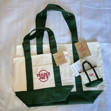 Trader Joe’s Reusable Tote bag Set Of 3 Green Large, Mini And Micro NWT