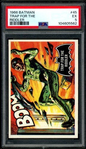 1966 Topps Batman Black Bat #45 Trap for the Riddler — PSA 5