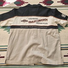 Harley Davidson Shirt Mens XL Cream Mechanic Spellout Workwear Patch