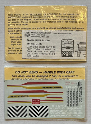 HERALD KING HO DECAL-FAMILY LINES SYSTEM-DIESEL SWITCHER-DK GRAY - #L-611