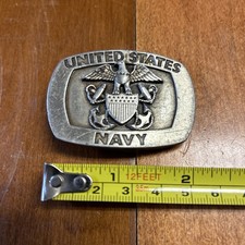 U.S. Navy Belt Buckle Vintage Siskiyou Eagle Shield Anchor Logo 2.2"