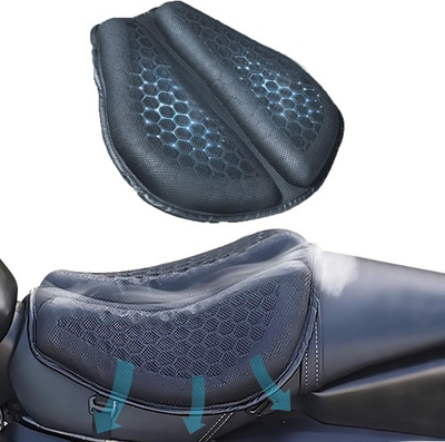 #ad Motorcycle Seat Cushion Gel Pad Foldable Soft Seats with Pressure Black $64.97