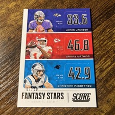 2020 Score - Fantasy Stars Christian McCaffrey, Lamar Jackson, Sammy Watkins /50