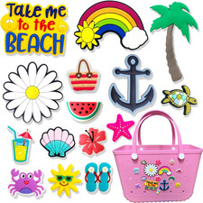 15Pcs Summer Charms for Bogg Bag, Accessories for PVC Rubber Totes Inserts, Char
