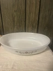 Vintage Dynaware Oval Casserole Dish Pyr-O-Rey Brown Daisy Design #21 8x10x2