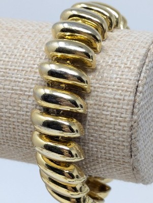 Vintage Gold Tone Chunky Link Bracelet 8'' Statement Toggle Style