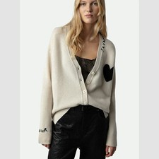 Lady New Zadig & Voltaire Heart-shaped Cashmere Blended knitted Cardigan Sweater